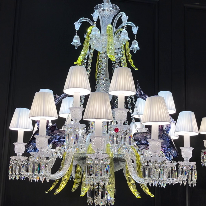 Traditional Colorful Candle Branch Blue Deer Crystal Chandelier for Living Room/Dining Room-Chandeliers-Arialamps