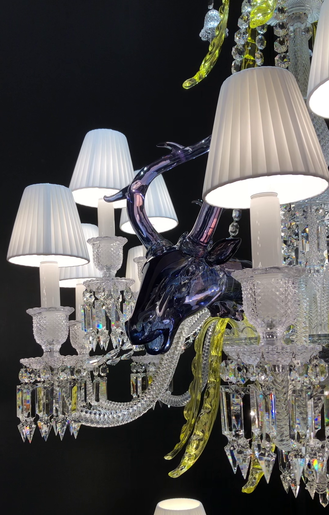Traditional Colorful Candle Branch Blue Deer Crystal Chandelier for Living Room/Dining Room-Chandeliers-Arialamps