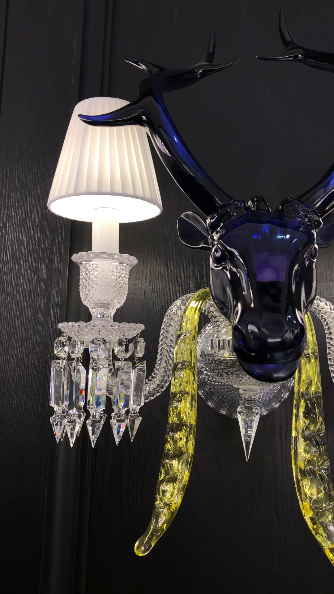 Traditional Colorful Candle Branch Blue Deer Crystal Chandelier for Living Room/Dining Room-Chandeliers-Arialamps