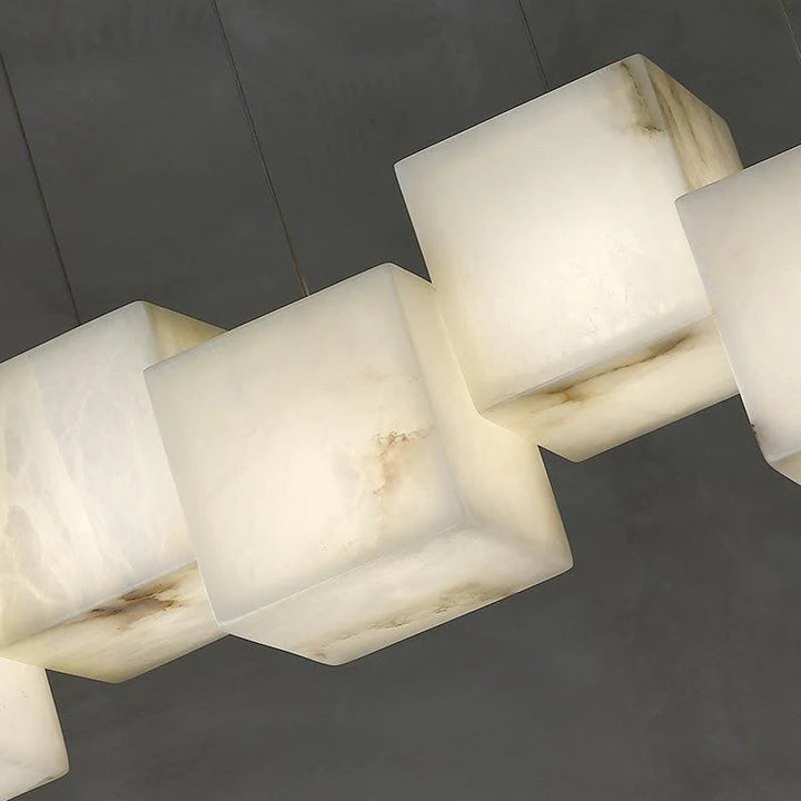 Vasilia Alabaster Cubic Pendant For Dining Table, Kitchen Island Pendant Chandeliers Kevin Studio Inc