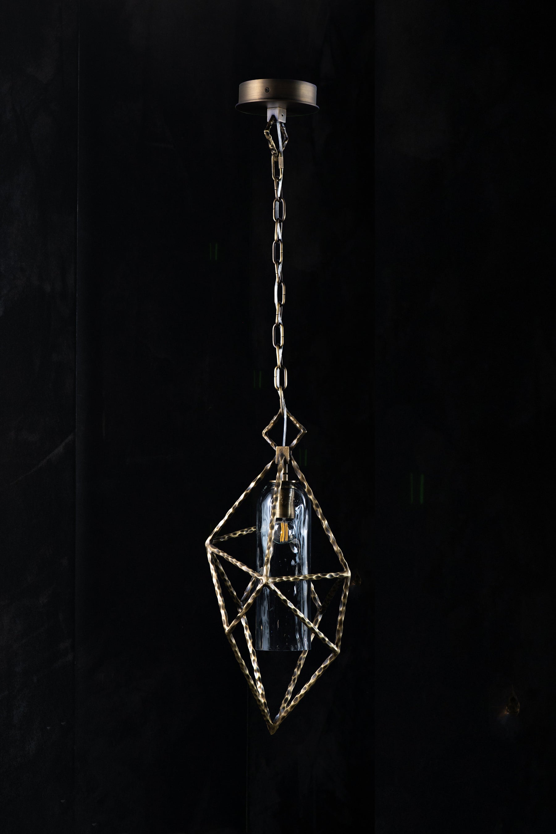 Aria Vesta Geometric Smoked Glass Pendant Light