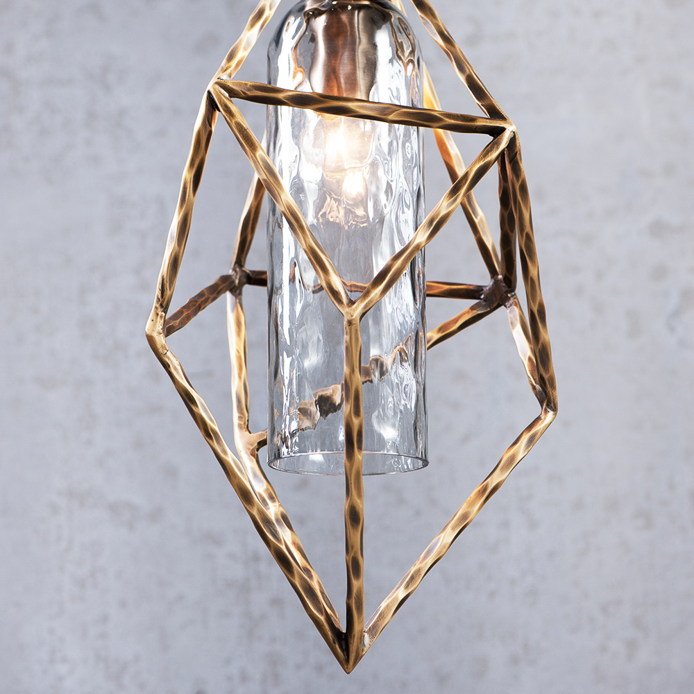 Aria Vesta Geometric Smoked Glass Pendant Light