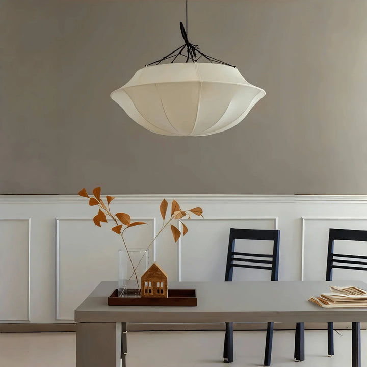 Vintage French Style Cream White Silk Umbrella Chandelier - Arialamps