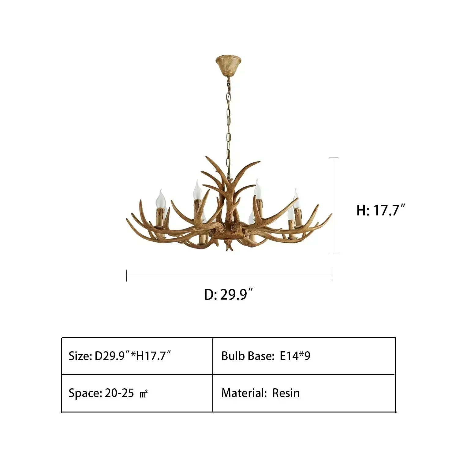 Vintage Rustic Resin Antler Candelabra Chandelier for Living Room / Restaurant / Cafe / Bar - Arialamps