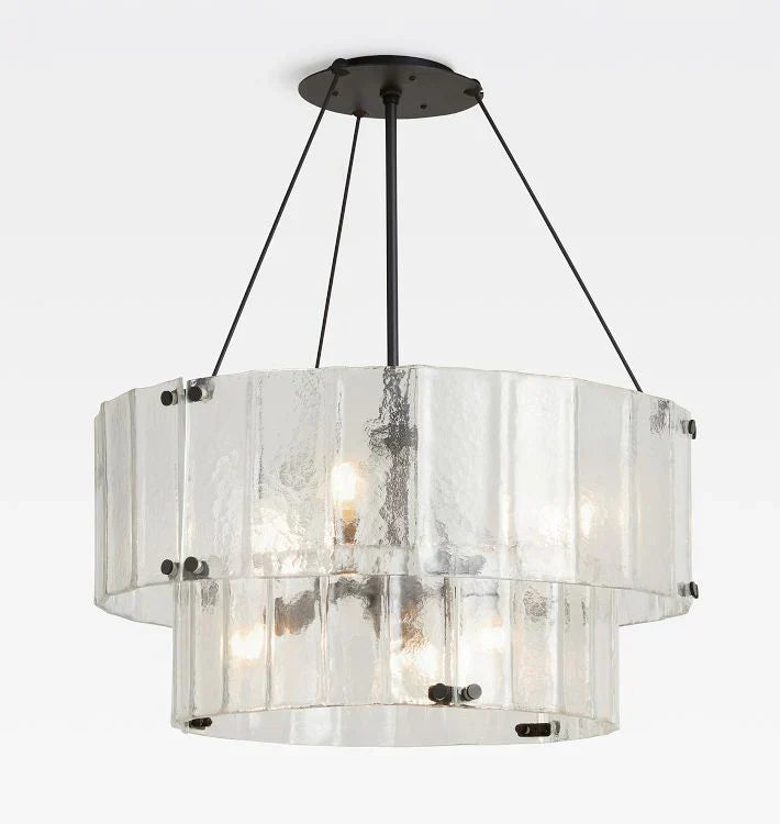 Willamette Glass Round Chandelier 2-Tier 32''-Bronze-Clear-Arialamps