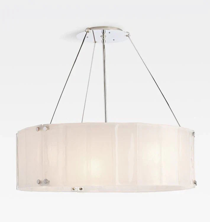 Willamette Glass Round Chandelier 32"-Nickel-Pearl White-Arialamps