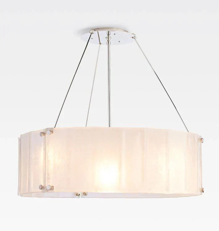 Willamette Glass Round Chandelier 32"-Nickel-White-Arialamps