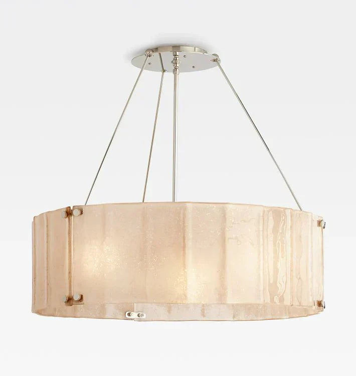 Willamette Glass Round Chandelier 32"-Nickel-Champagne-Arialamps