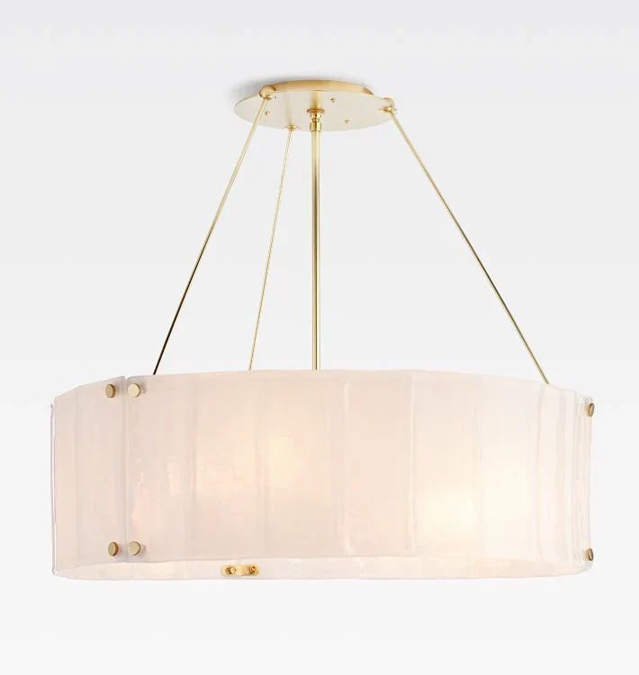 Willamette Glass Round Chandelier 32"-Brass-White-Arialamps