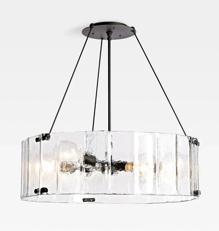 Willamette Glass Round Chandelier 32"-Bronze-Clear-Arialamps