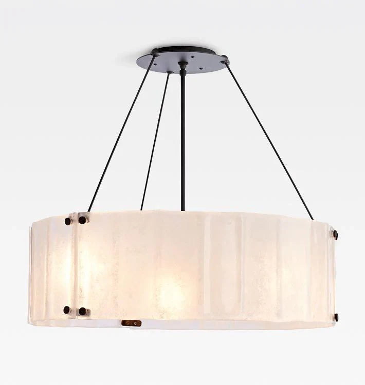 Willamette Glass Round Chandelier 32"-Bronze-White-Arialamps