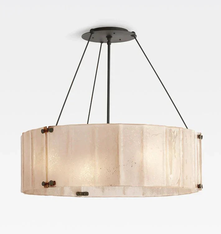 Willamette Glass Round Chandelier 32"-Bronze-Champagne-Arialamps