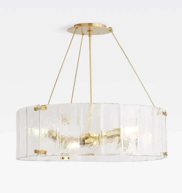 Willamette Glass Round Chandelier 32"-Brass-Clear-Arialamps