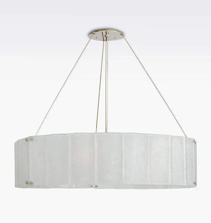 Willamette Glass Round Chandelier 48''-Nickel-Pearl White-Arialamps