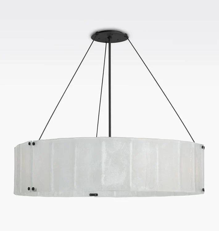 Willamette Glass Round Chandelier 48''-Bronze-Pearl White-Arialamps