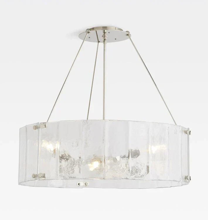 Willamette Glass Round Chandelier 48''-Nickel-Clear-Arialamps